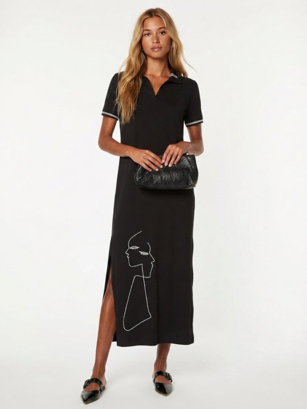 Oblique Creations Wearable Art Abstract Face Lagenlook Maxi Dress 8909